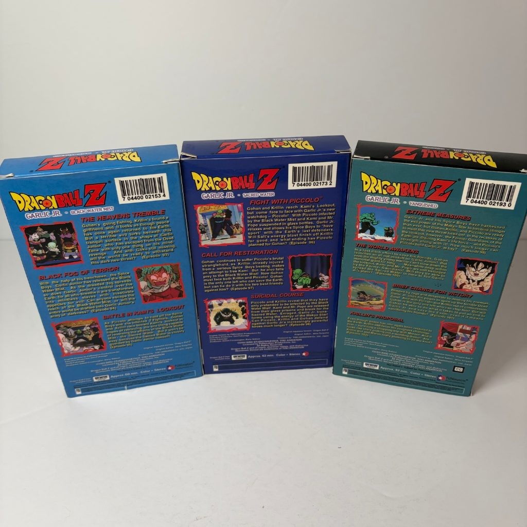 Dragon Ball Z Garlic Jr Saga VHS Lot of 3 Black Water Mist Sacred Water Vanquish