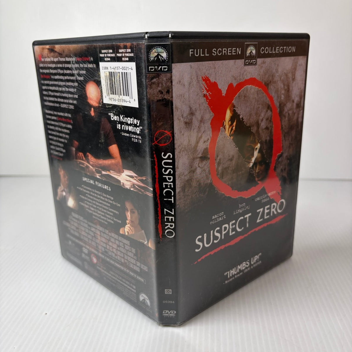 Suspect Zero DVD 2004 Aaron Eckhart Ben Kingsley Full Screen Collection