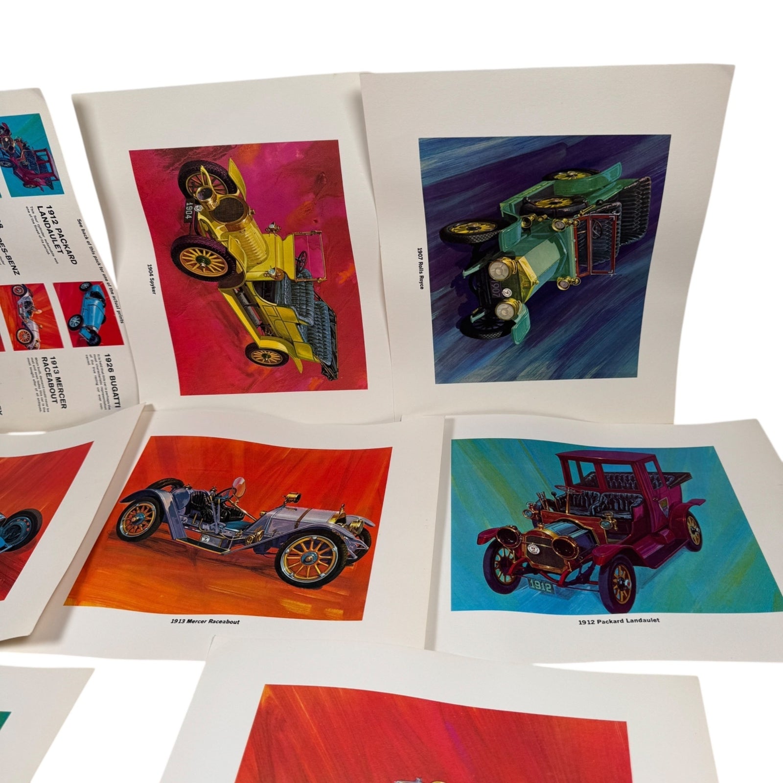 Vintage Matchbox 8x10 Classic Car Prints Set Of 7 Advertising Photo Set