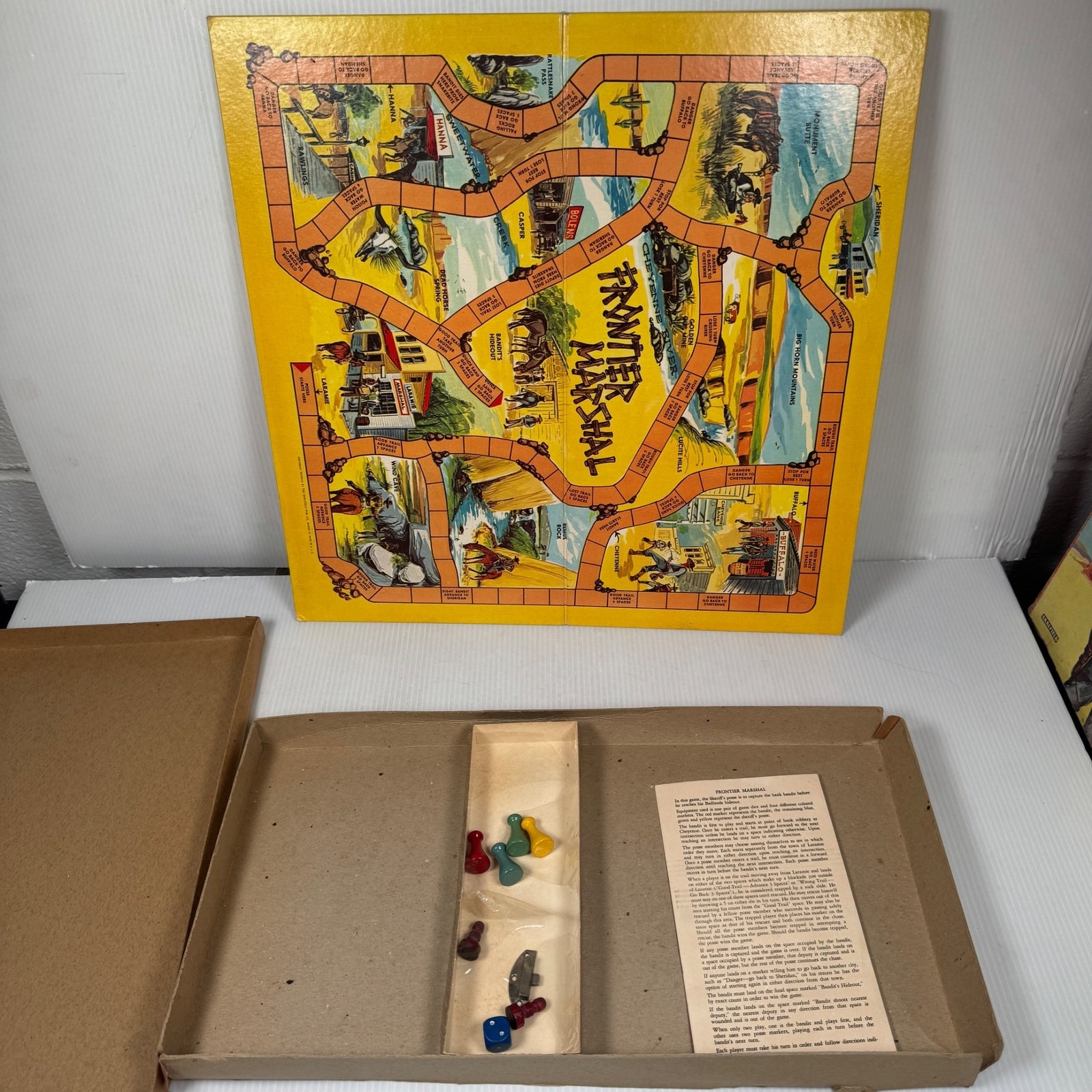 Frontier Marshal & Star Of India Vintage Double Sided Board Game Set in Worn Box