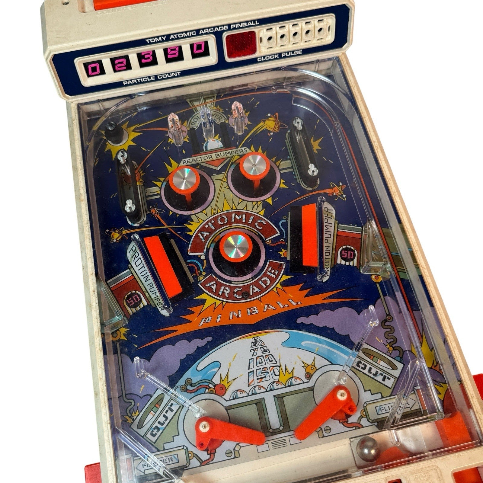 Vintage 1979 Tomy Atomic Arcade Pinball Machine Portable Game In Original Box