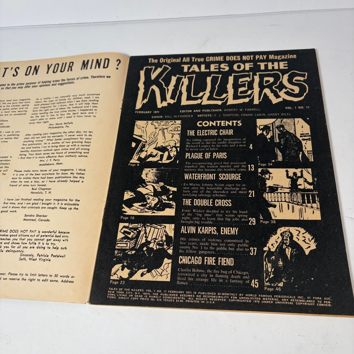 Tales of the Killers Magazine February 1971 Alvin Karpis Story True Crime Pulp