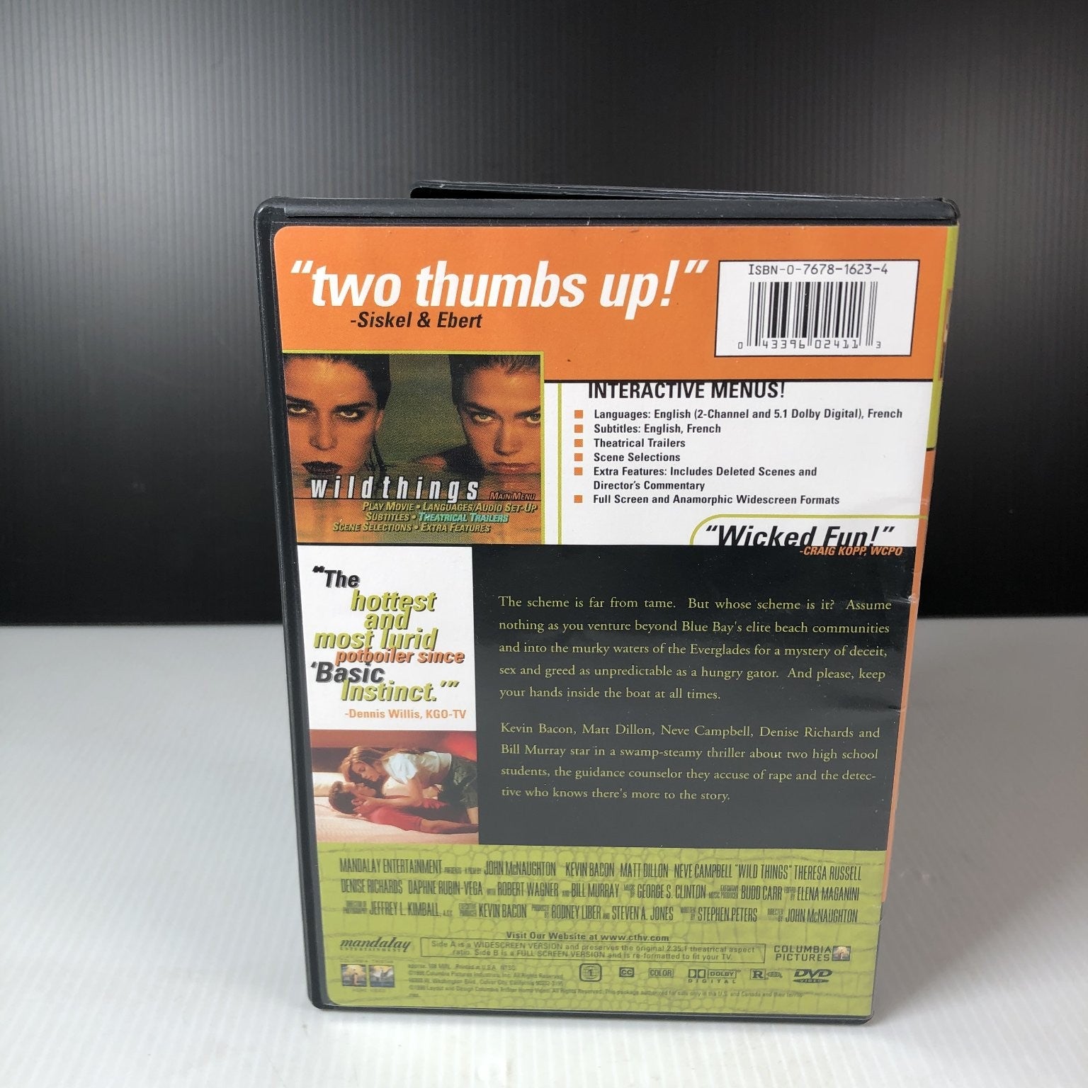 Wild Things DVD 1998 Kevin Bacon Matt Dillon Neve Campbell Thriller