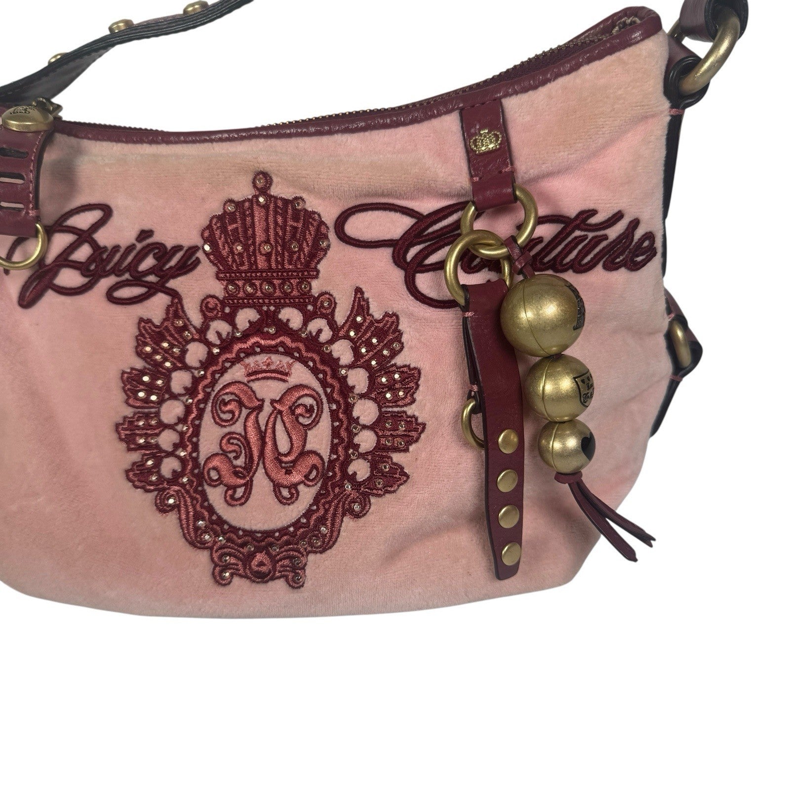 Vintage Juicy Couture Y2K JC Studs The Countryside Hobo Pink Shoulder Purse