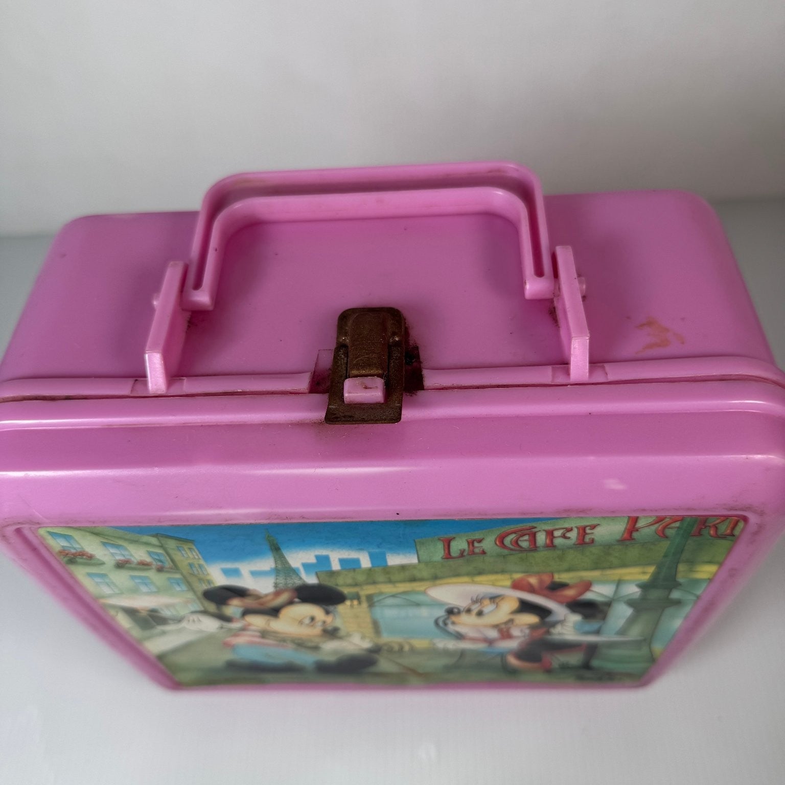 Mickey Minnie Disney Disneyana Pink Plastic Lunchbox Aladdin Vintage 90s