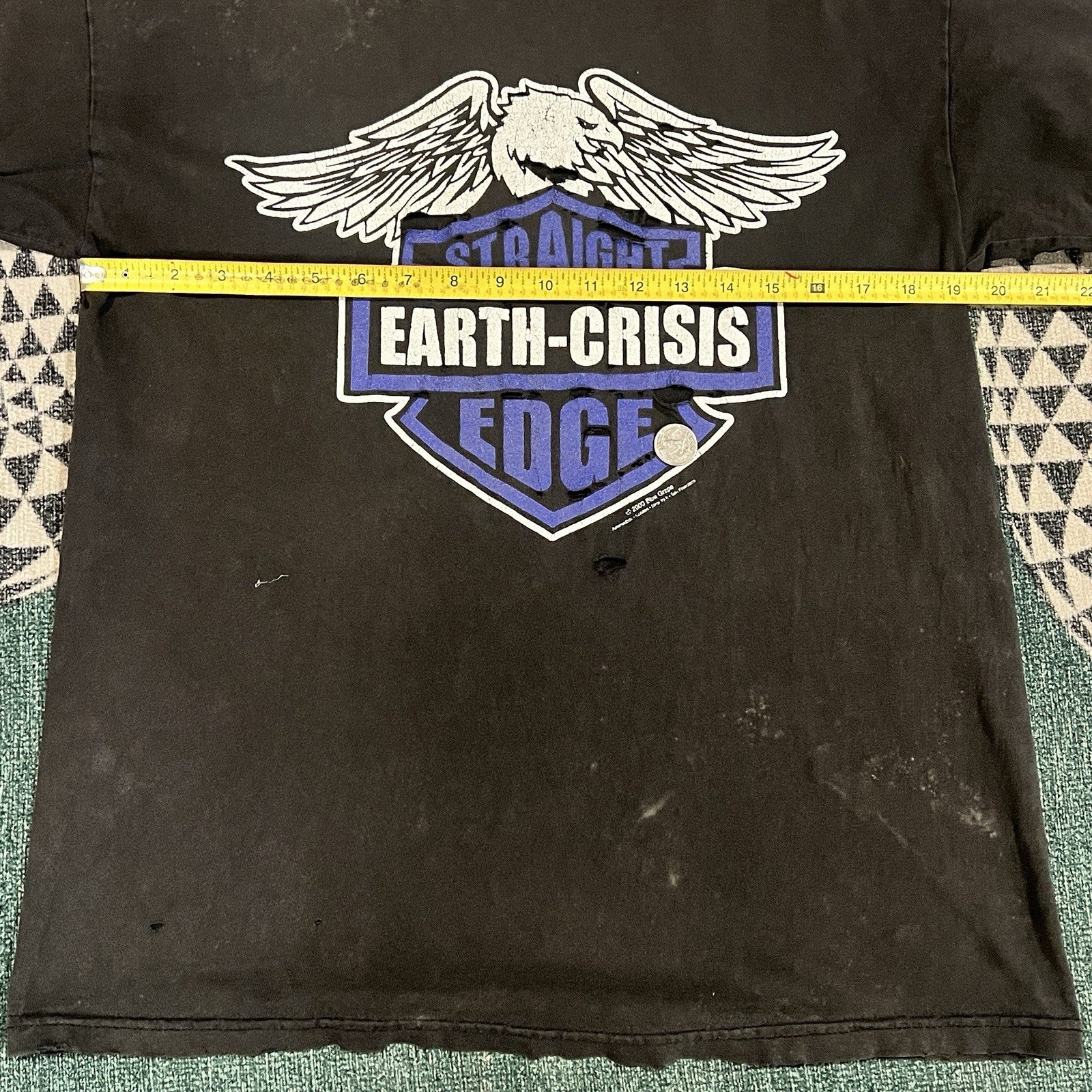 Vintage Distressed Earth Crisis Straight Edge Harley Logo M Y2K Blue Grape Rag