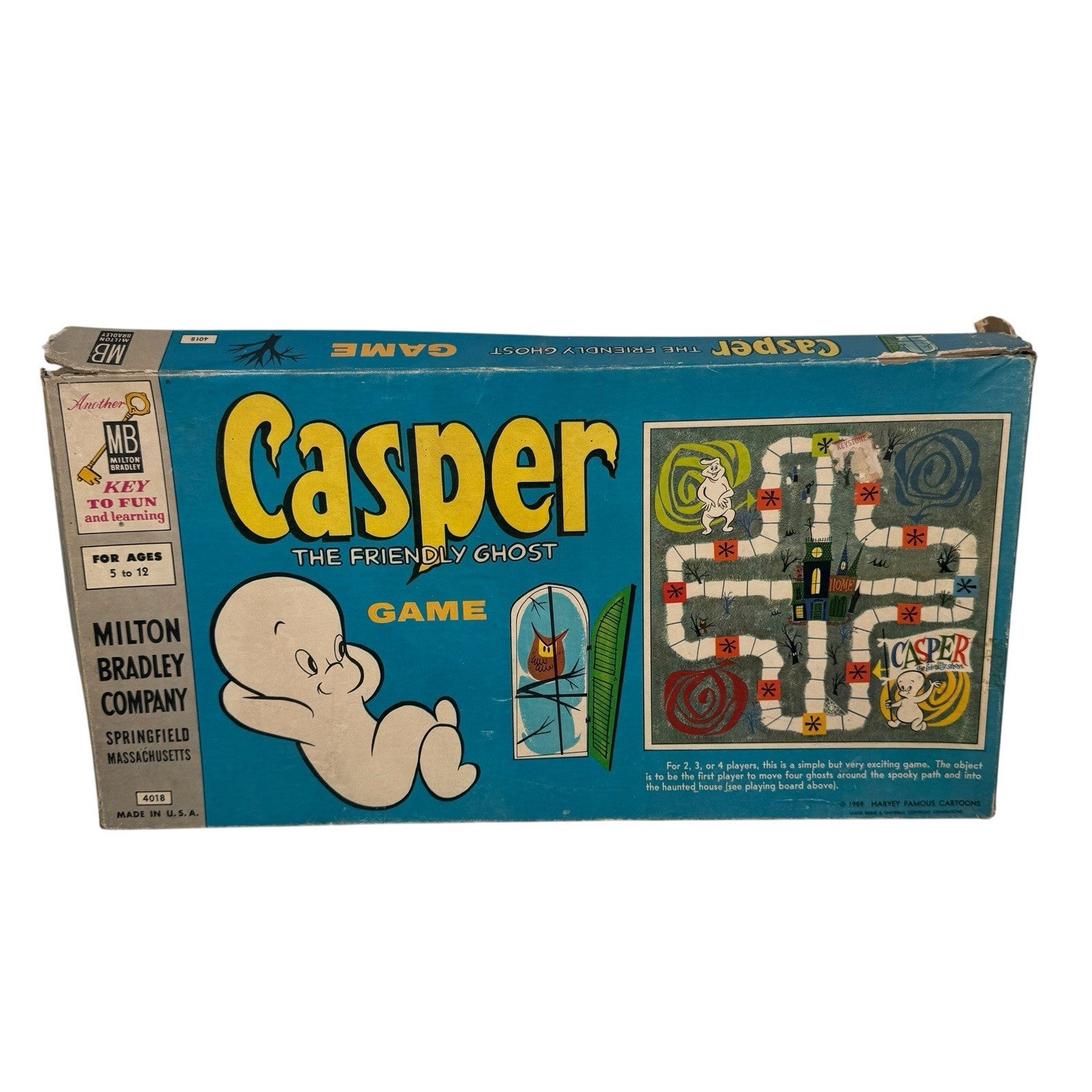 VTG 1959 CASPER THE FRIENDLY GHOST Board Game Milton Bradley Missing 1 Piece