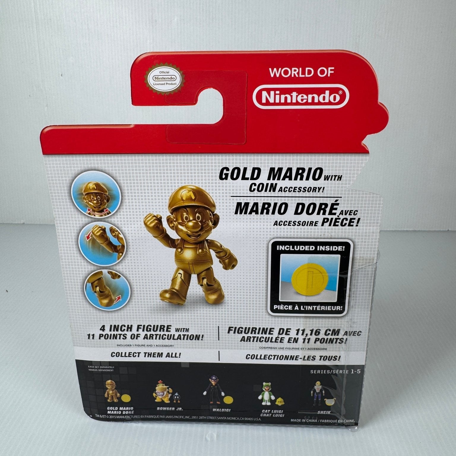 World of Nintendo Gold Mario 4 Inch Figure Super Mario with Coin Series 1-5