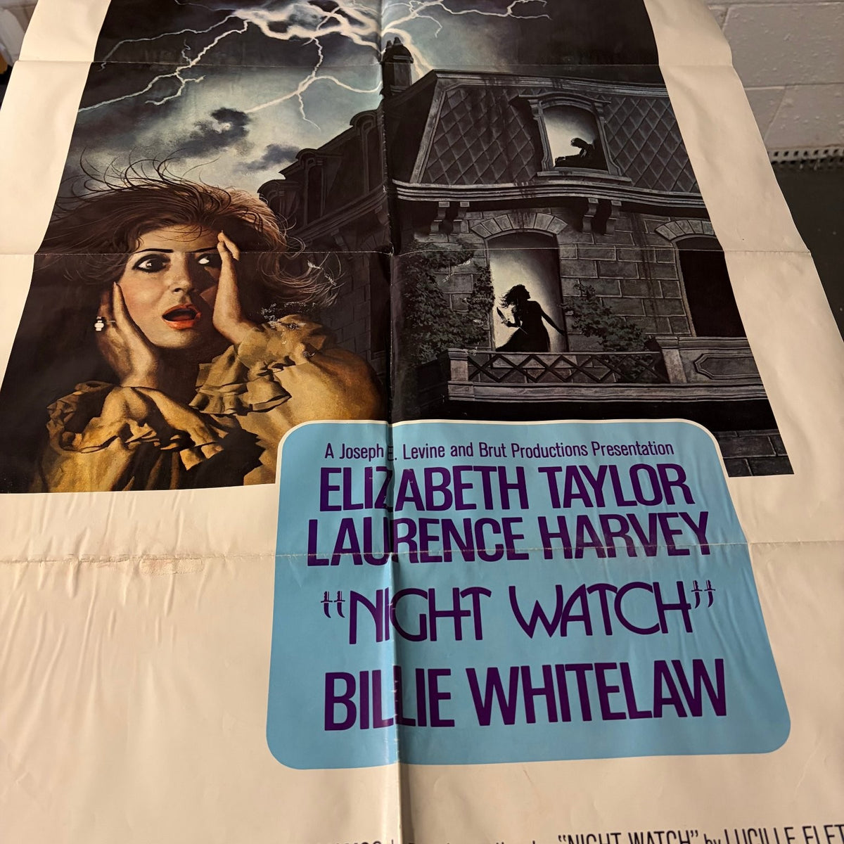 Vintage Night Watch 1973 One Sheet Movie Poster Elizabeth Taylor Laurence Harvey