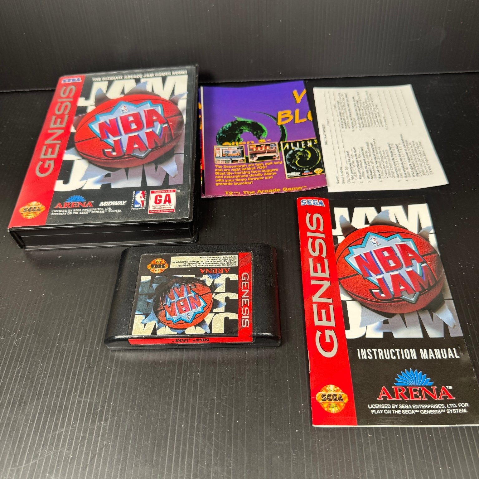 NBA Jam Sega Genesis Complete CIB Video Game Arcade Basketball Multiplayer