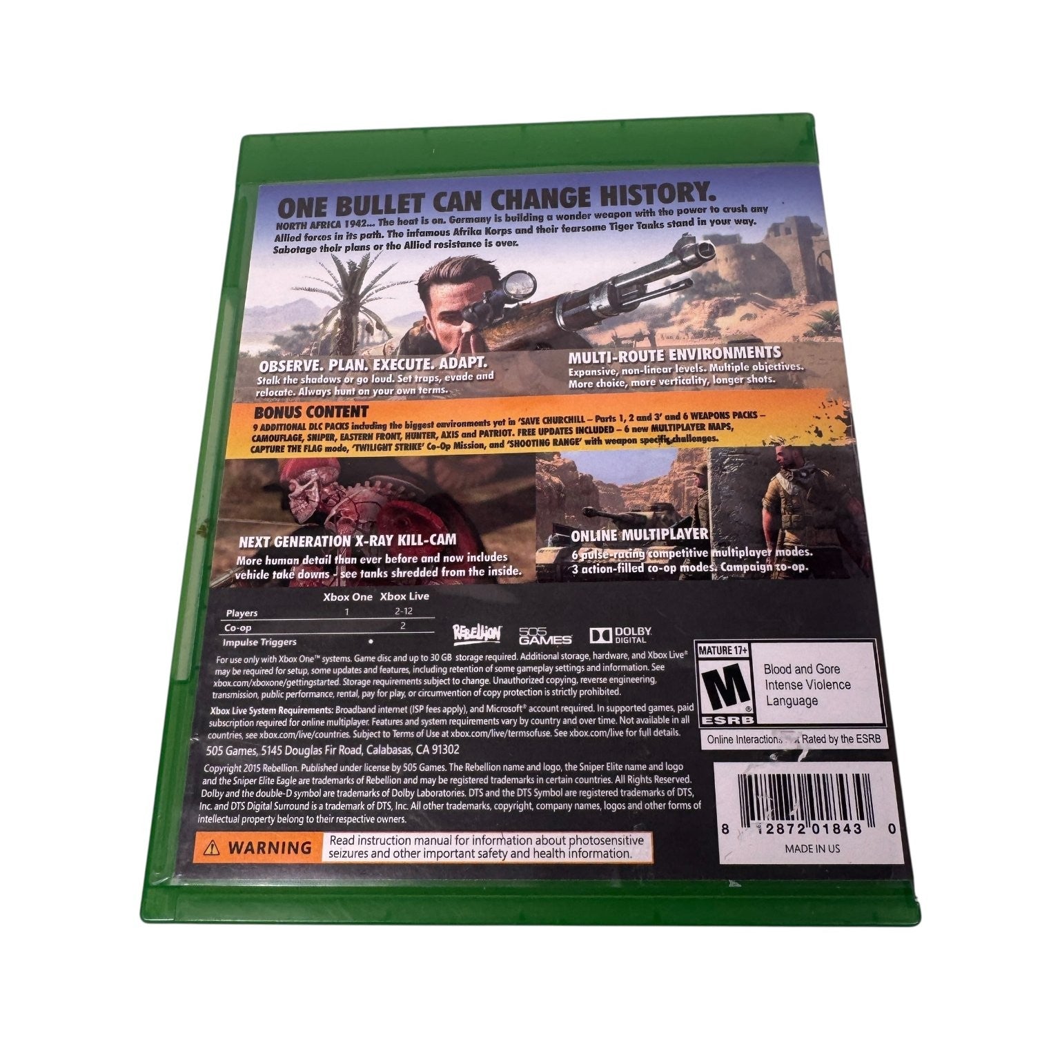 Sniper Elite III Ultimate Edition Xbox One Video Game Multiplayer
