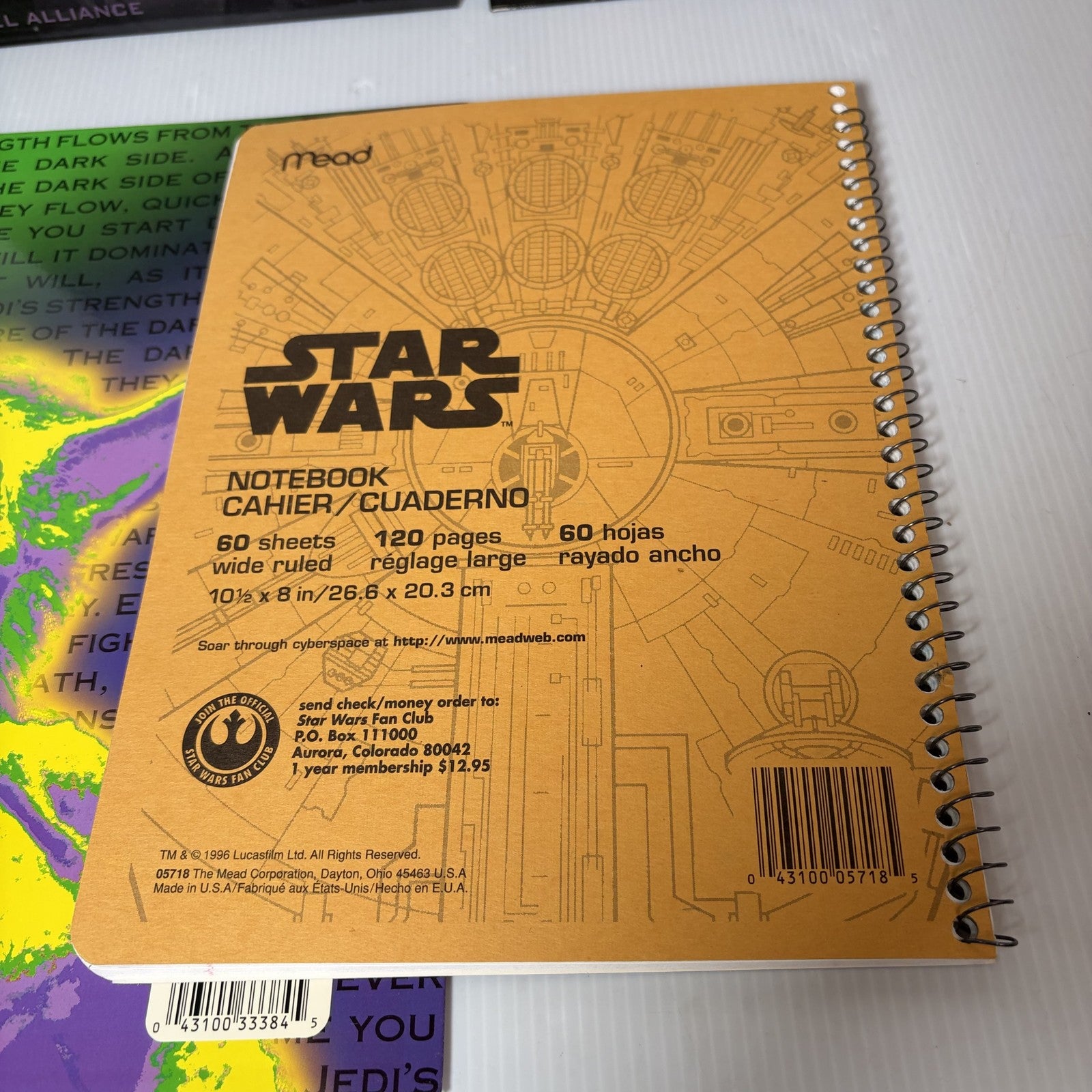 Vintage Lot of 4 Star Wars 1996 School Folders & Notebook Leia Han Solo Darth