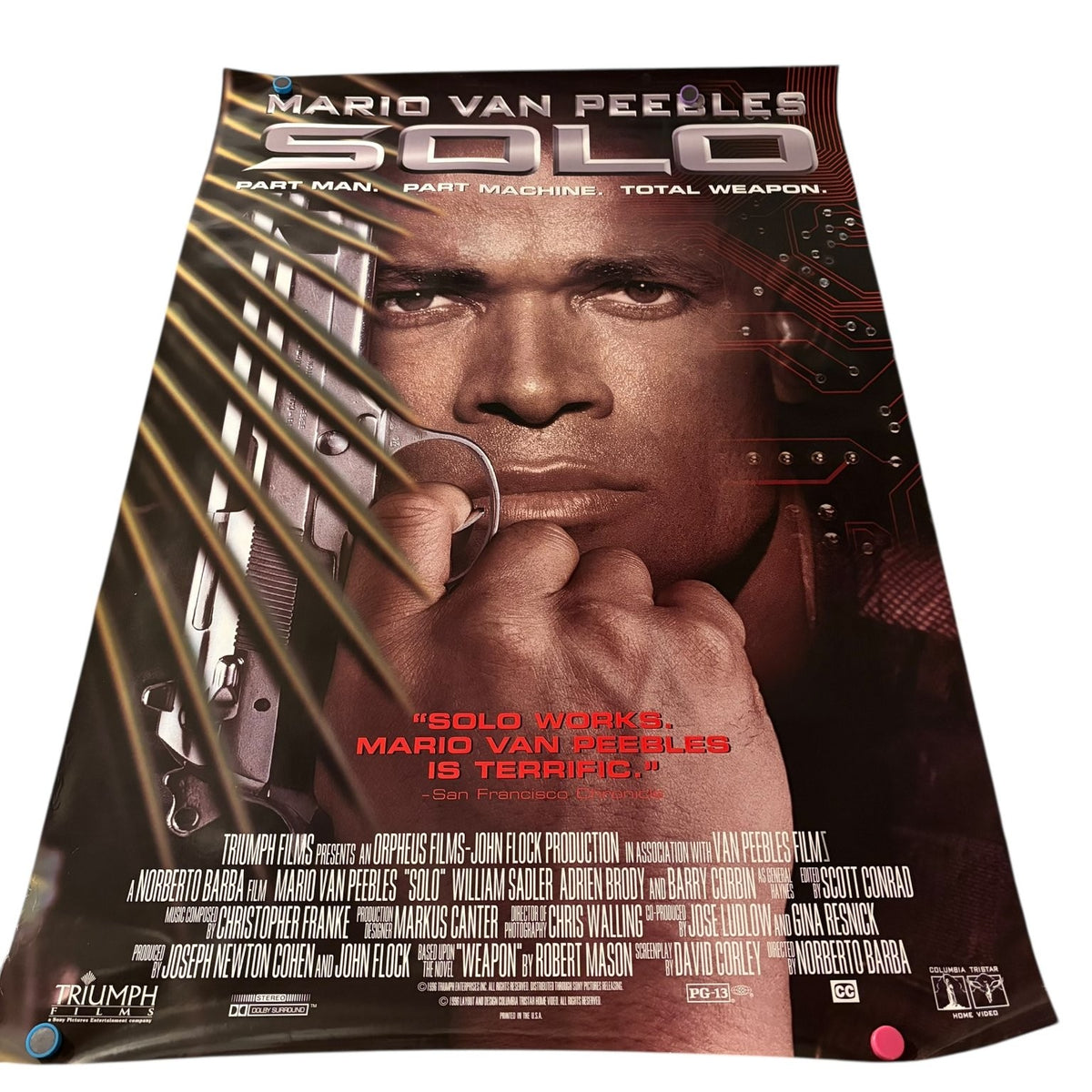 Vintage Mario Van Peeble Solo 1996 One Sheet Movie Poster USA Sci-Fi Action