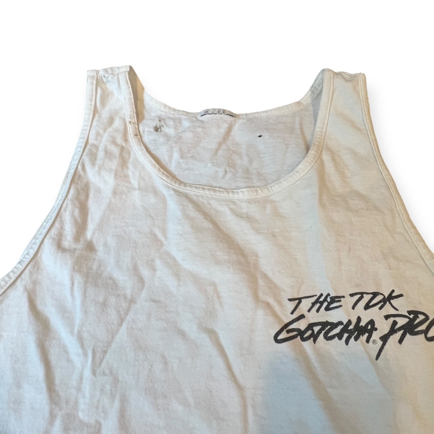 Vintage Gotcha Pro Men's Tank Top White Size M NO TAG Surf 1988 Hawaii (Dry Rot)