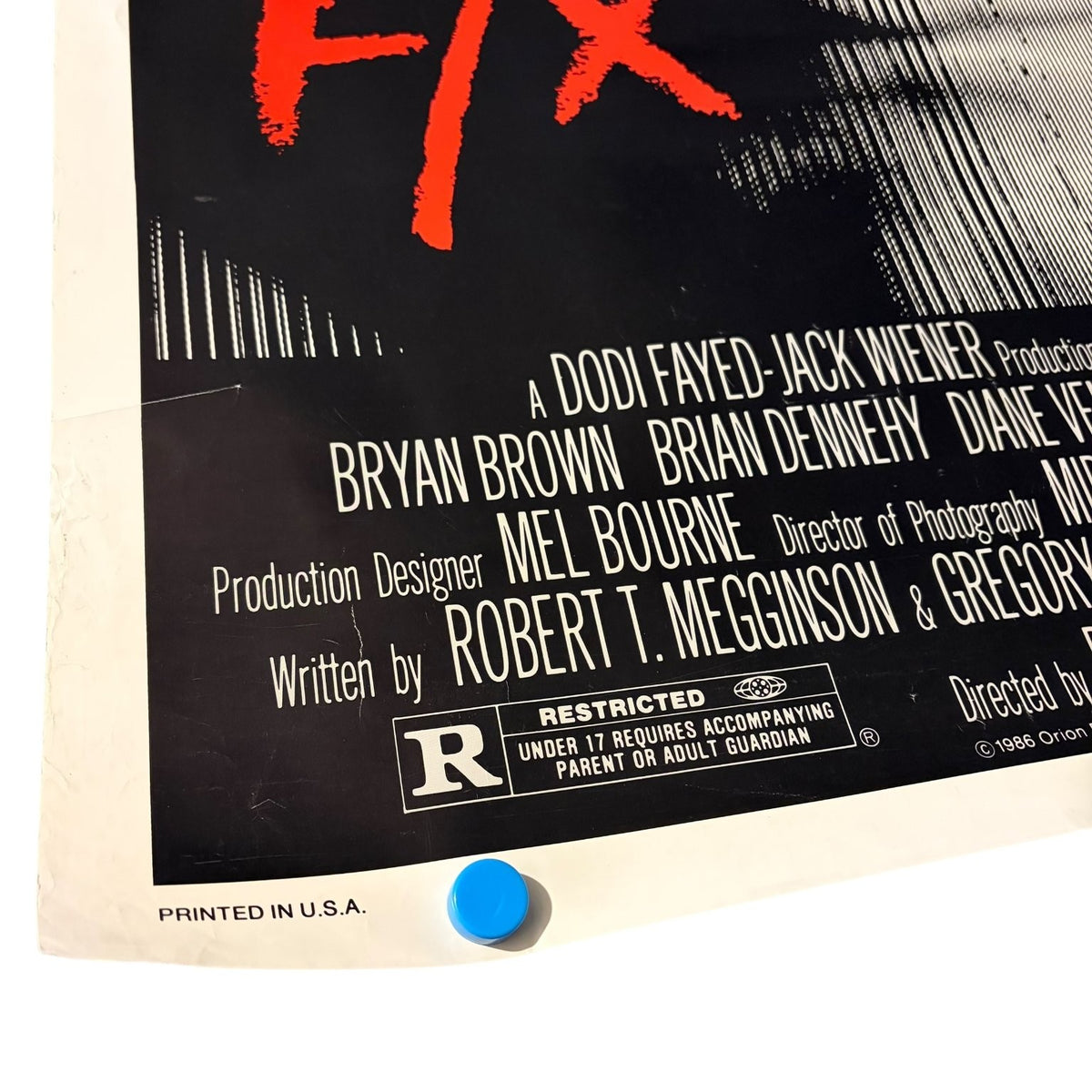 Vintage F/X 1986 One-Sheet Movie Poster Bryan Brown Brian Dennehy Thriller