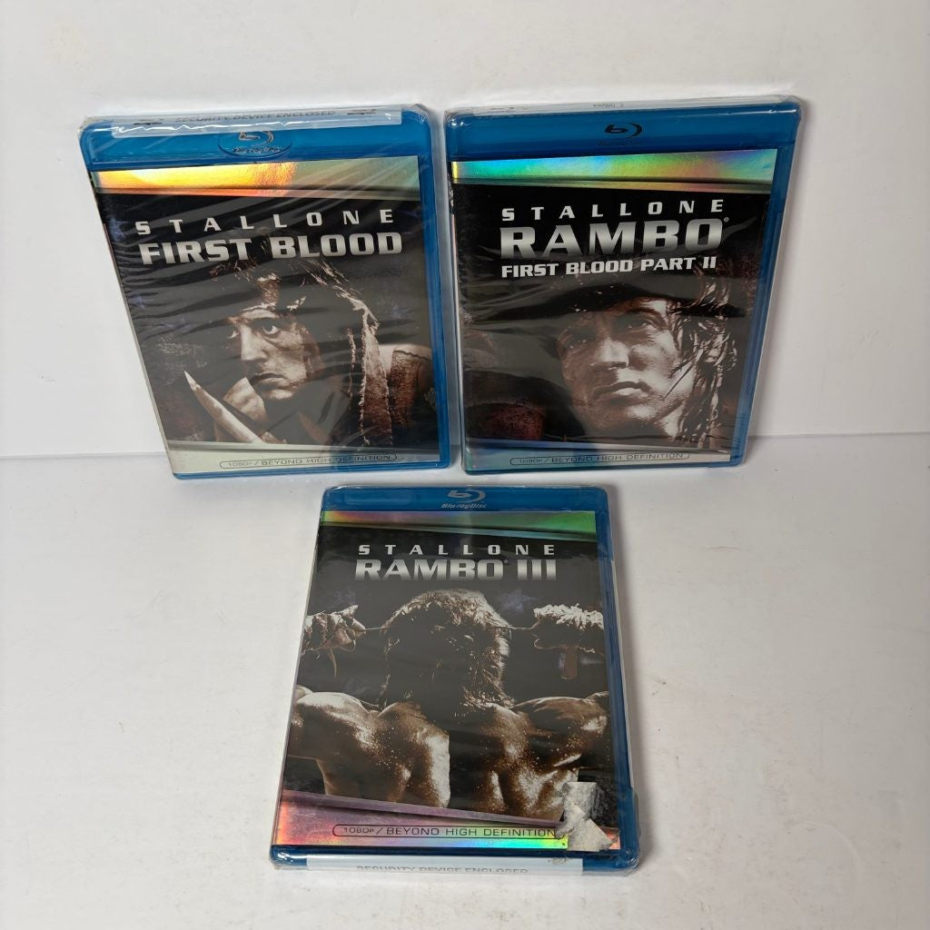 Rambo Blu-ray Lot First Blood I II III Stallone Lionsgate Trilogy Sealed