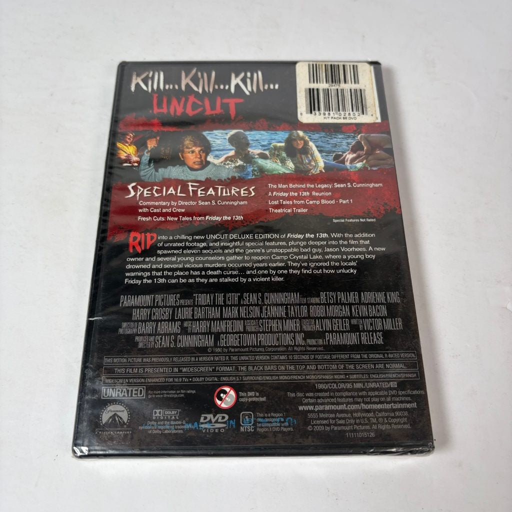 Friday the 13th Uncut Deluxe Edition DVD Sean S Cunningham Kevin Bacon Sealed