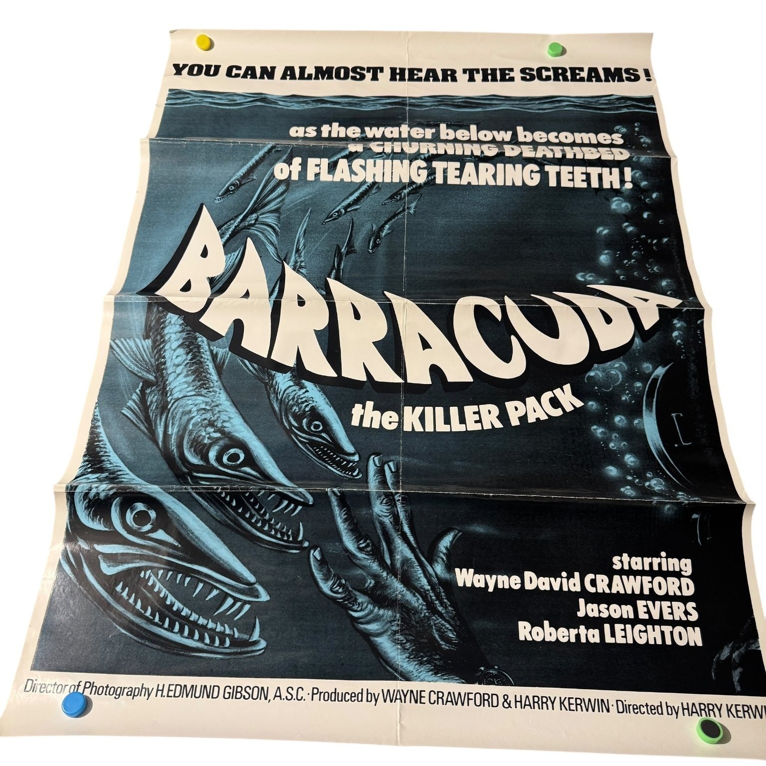 Barracuda 1978 One-Sheet Movie Poster Killer Pack Rare Advance Poster 27"x36"