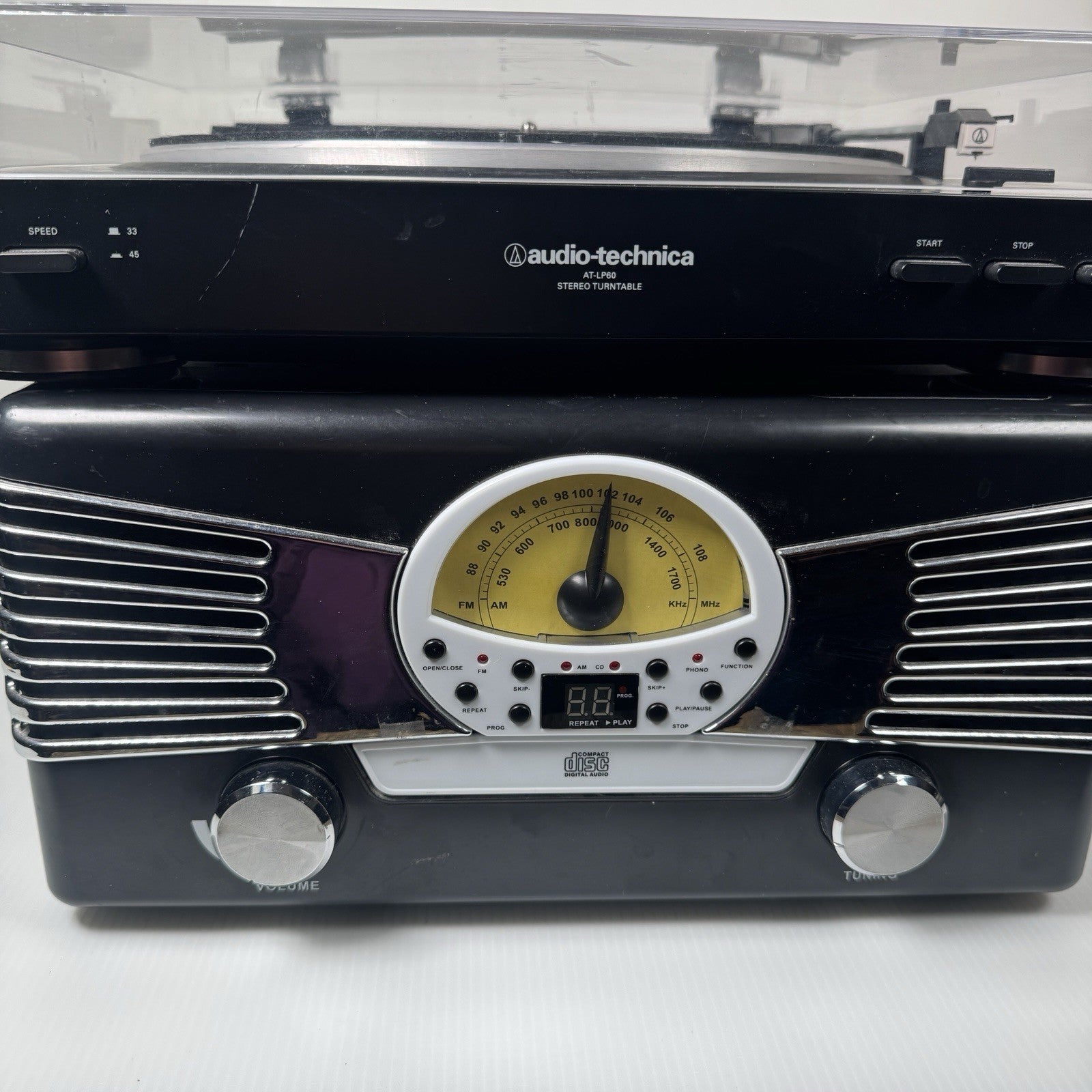 AS IS lot Of Two Turntables Audio Technica ATLP60 And Electro Brand Combo