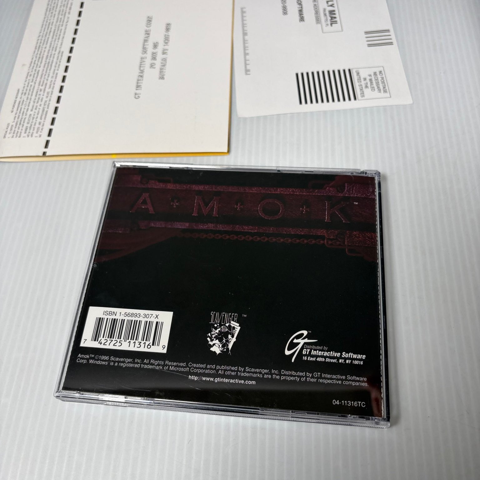 AMOK PC CD-ROM Big Box Video Game Action Shooter Mech Combat Complete