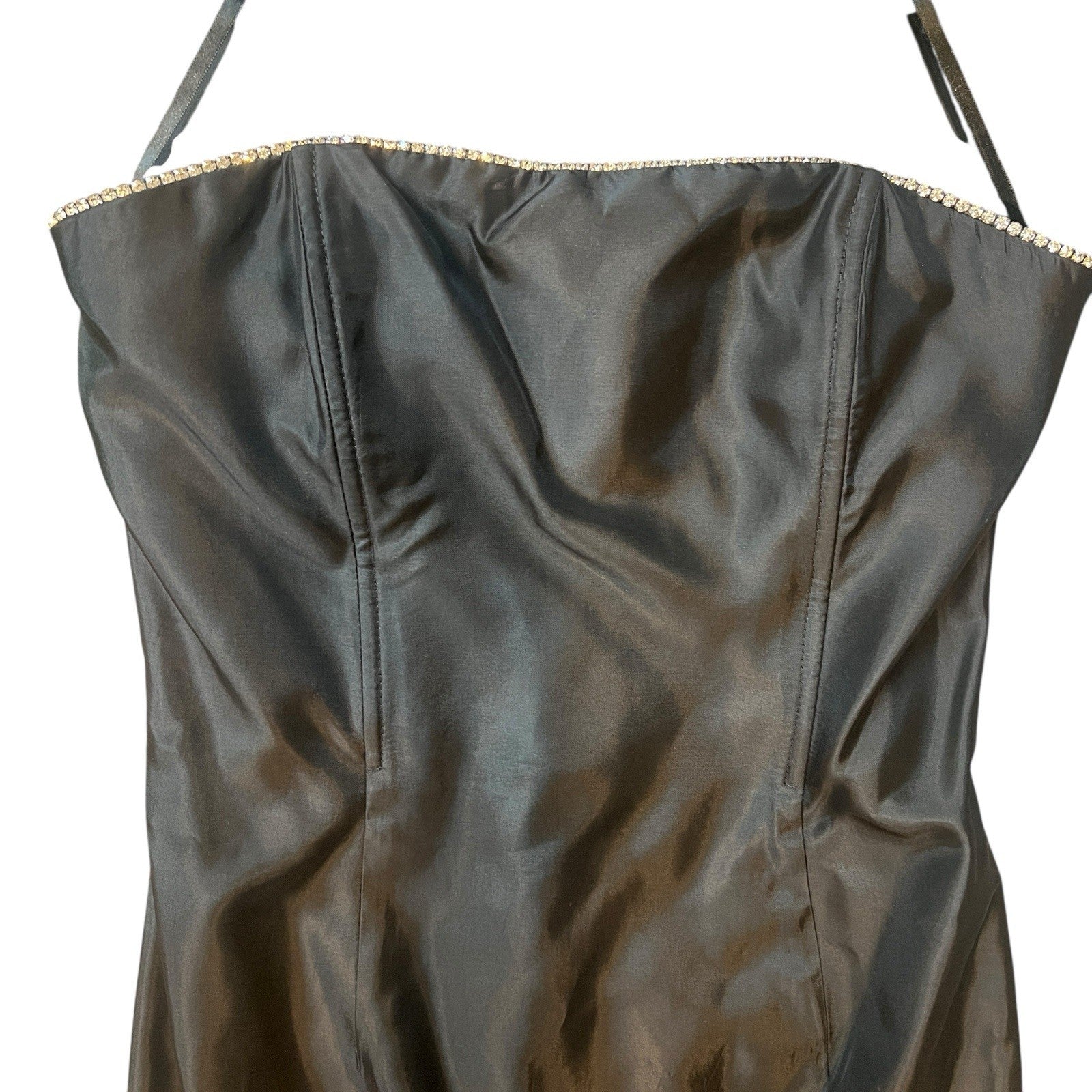 Vintage Jessica McClintock Gunne Sax Black Goth Prom Cocktail Dress Rhinestone