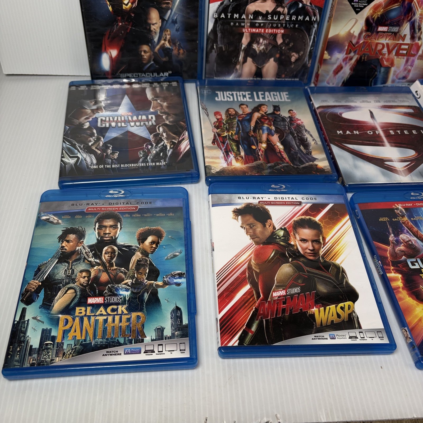 Huge 13 Movie Superhero Blu-ray Lot Marvel DC The Dark Knight Trilogy Avengers