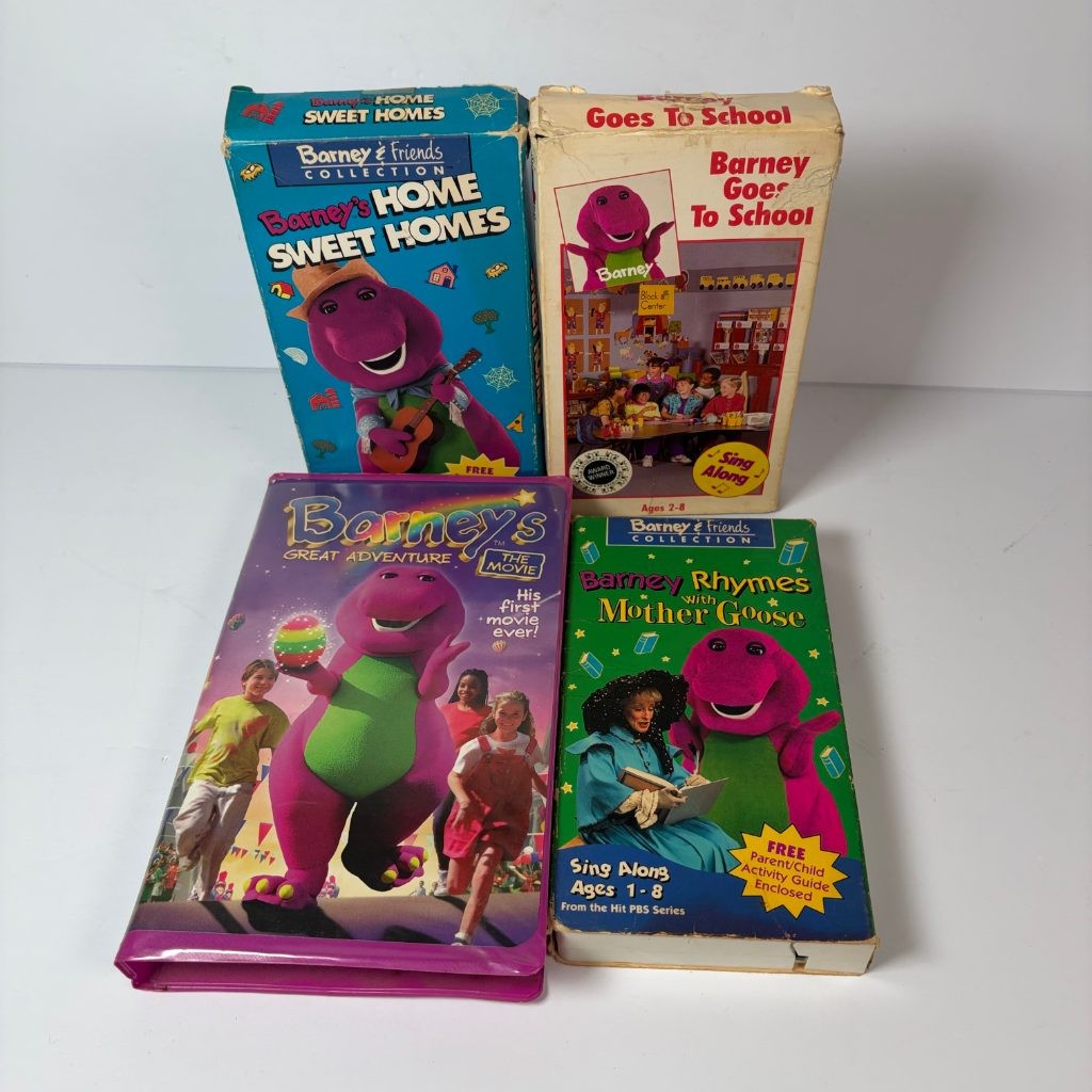 Barney VHS Lot of 4 Great Adventure Movie Home Sweet Homes Goes to School Rhymes