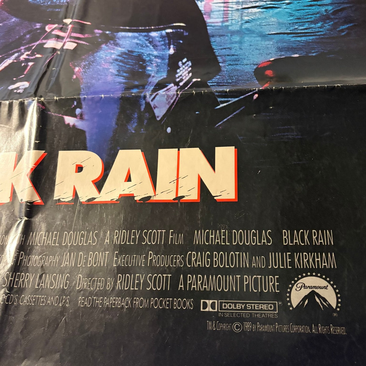Black Rain 1989 One Sheet Movie Poster Michael Douglas Ridley Scott Vintage
