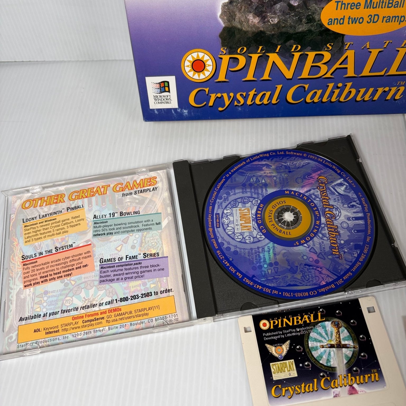 Solid State Pinball Crystal Caliburn Big Box PC CD-ROM Windows Macintosh Game