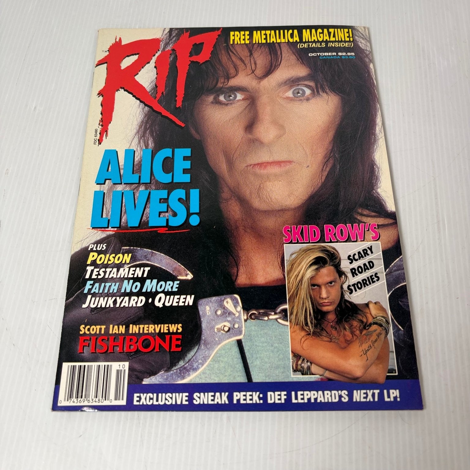 RIP Magazine October 1989 Alice Cooper Skid Row Metallica Def Leppard