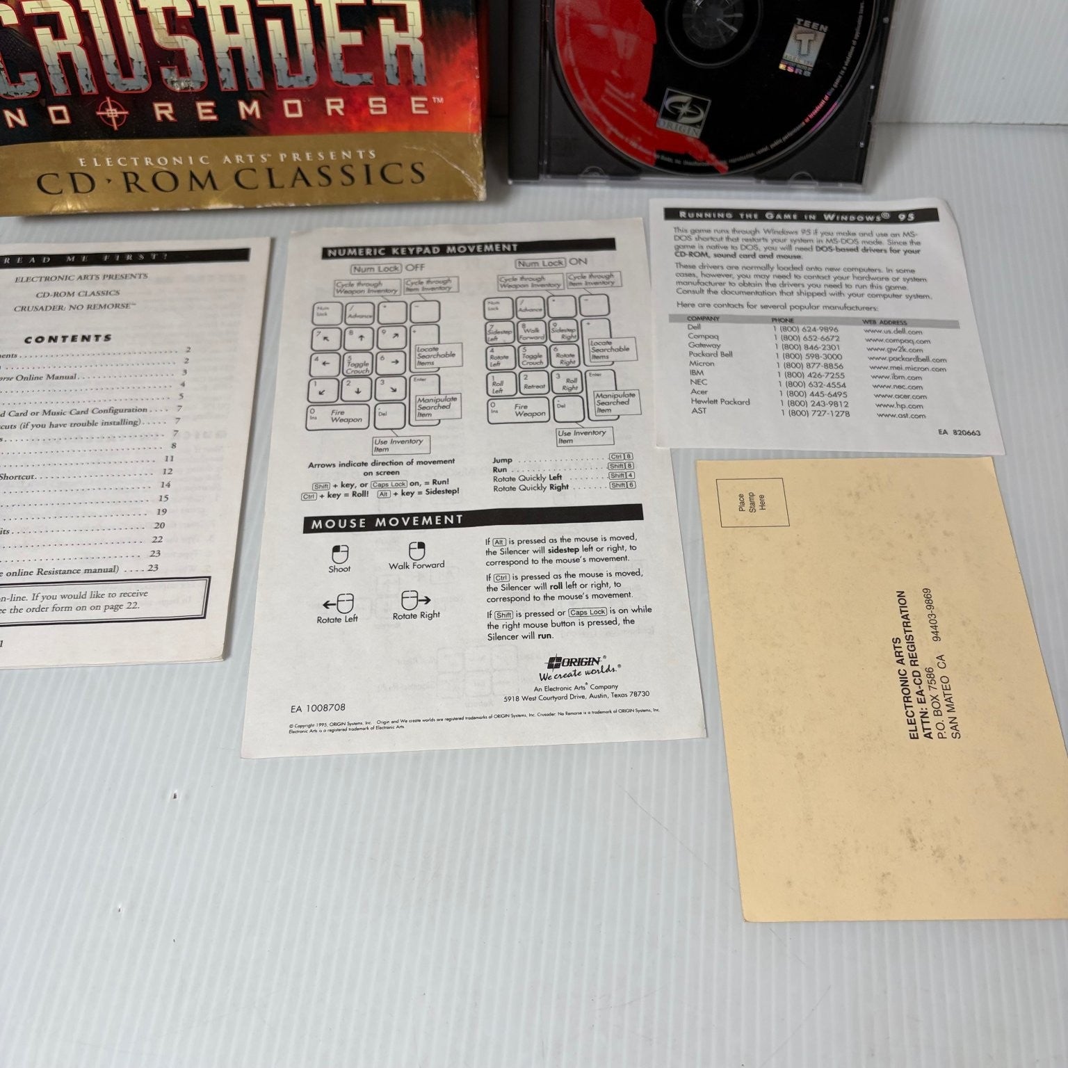 Crusader No Remorse CD-ROM Classics PC Big Box Action Shooter Video Game