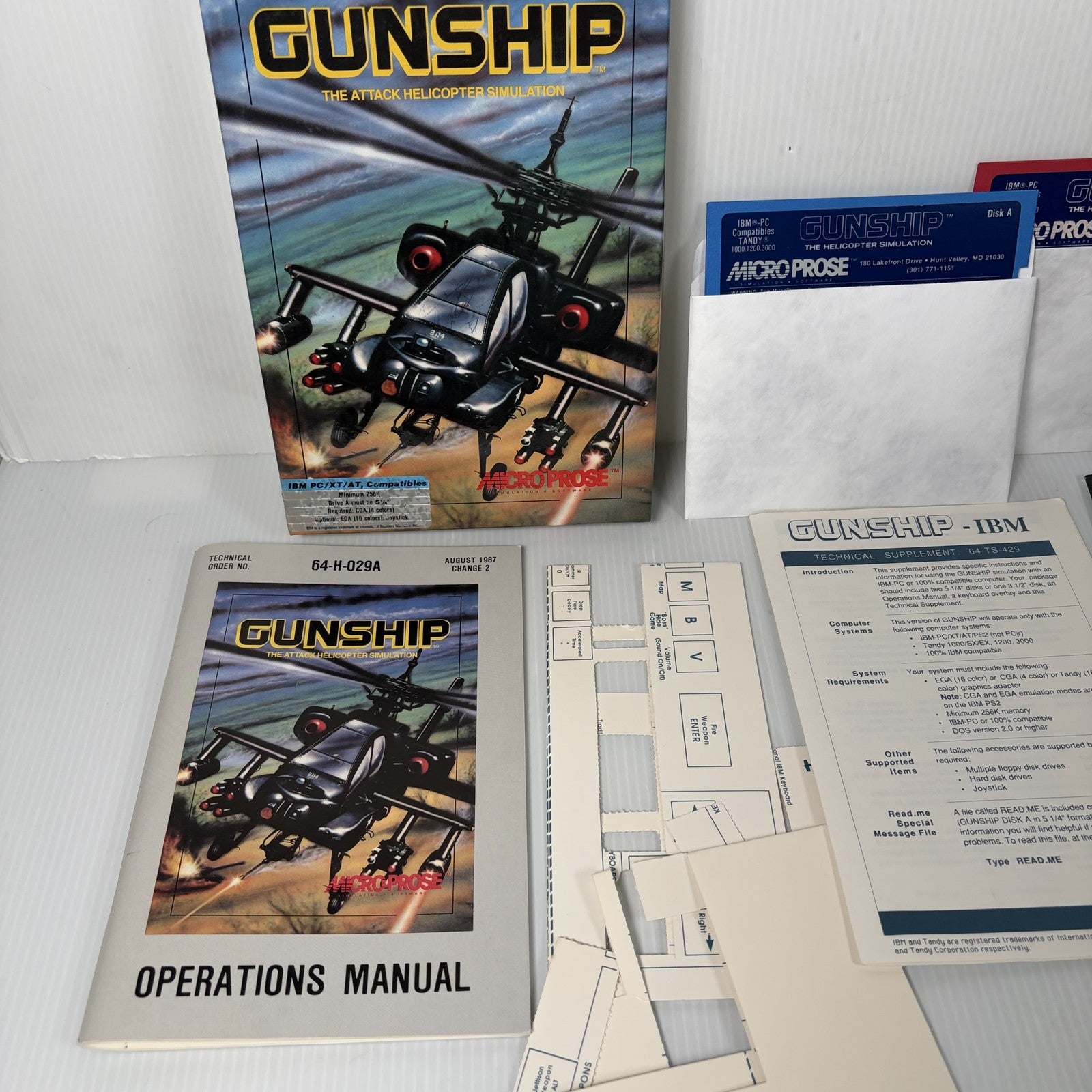 Gunship The Attack Helicopter Simulation IBM PC XT AT Vintage Big Box PC Game