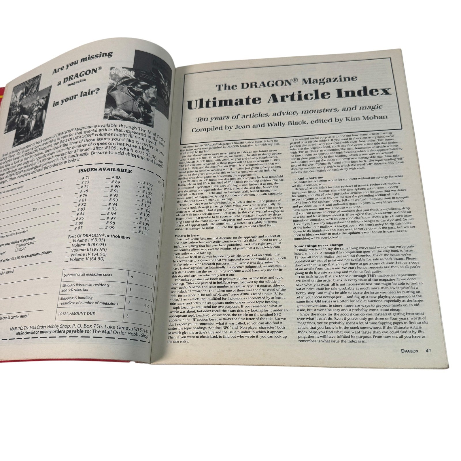 Vintage Dragon Magazine Issue 112 Ultimate Article Index Fantasy RPG 1986