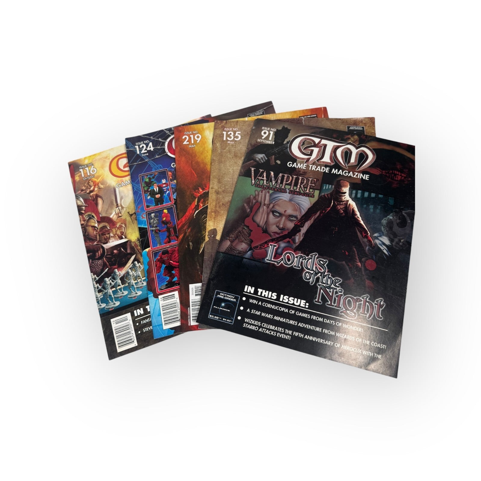 Lot of 5 Game Trade Magazine GTM Issues 91, 135, 124, 116, & 219 Tabletop Gaming