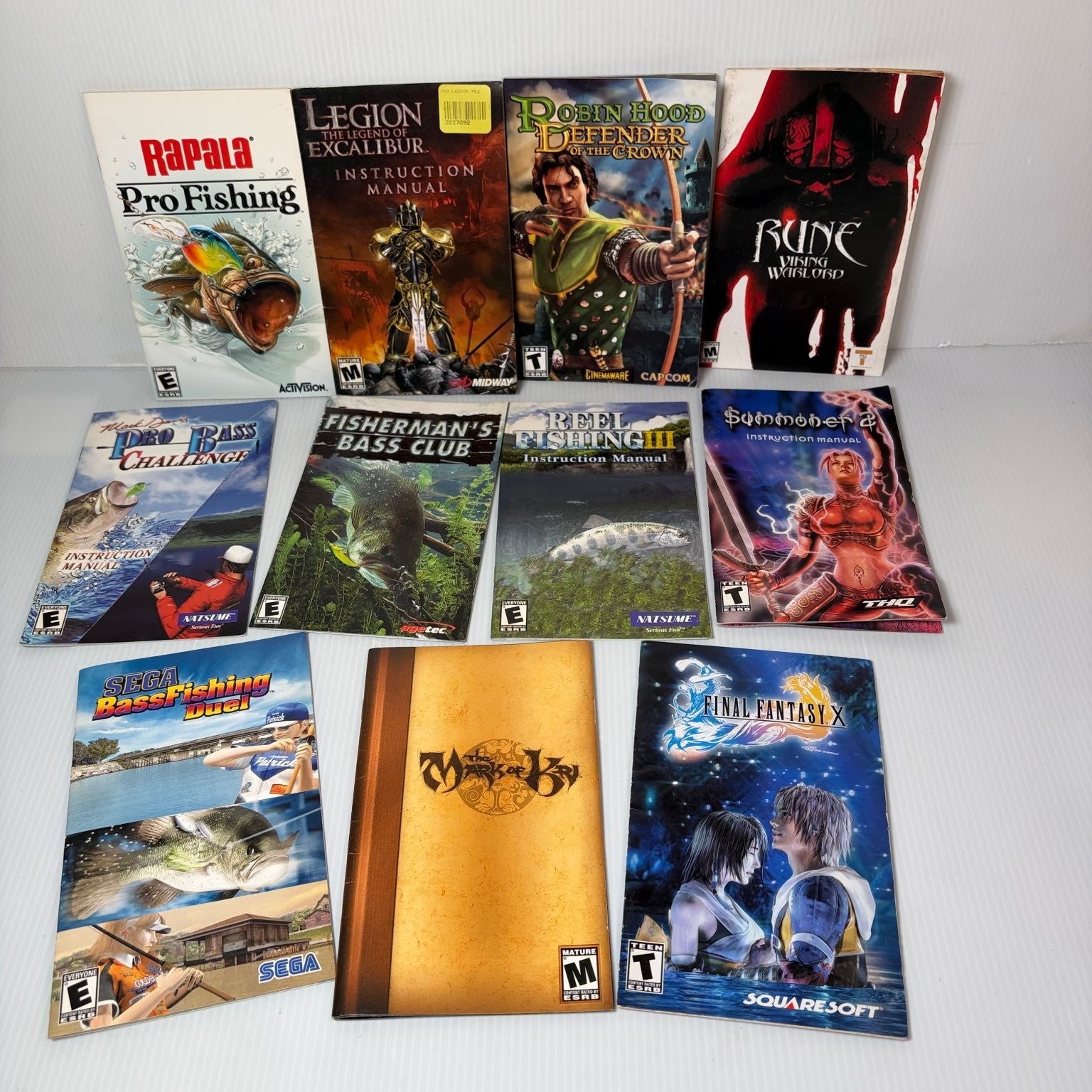 Lot of 11 Playstation 2 Manuals Rune, Excalibur, Mark of Kri, Summoner 2 & More