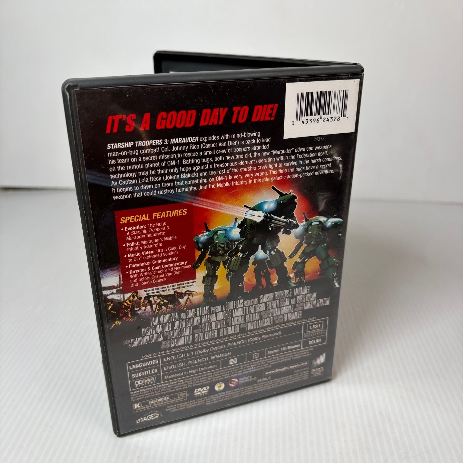 Starship Troopers 3 Marauder DVD 2008 Casper Van Dien Sci-Fi Action Film