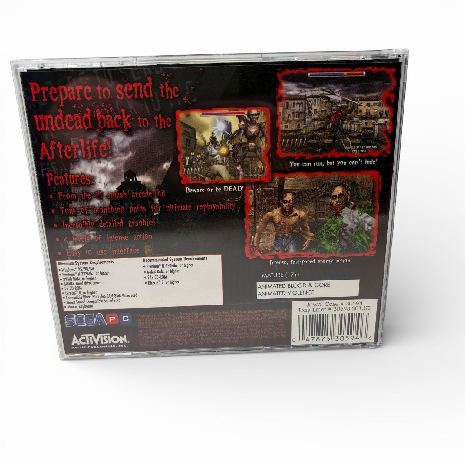 House of the Dead 2 Sega PC Video Game Light Gun Shooter Horror