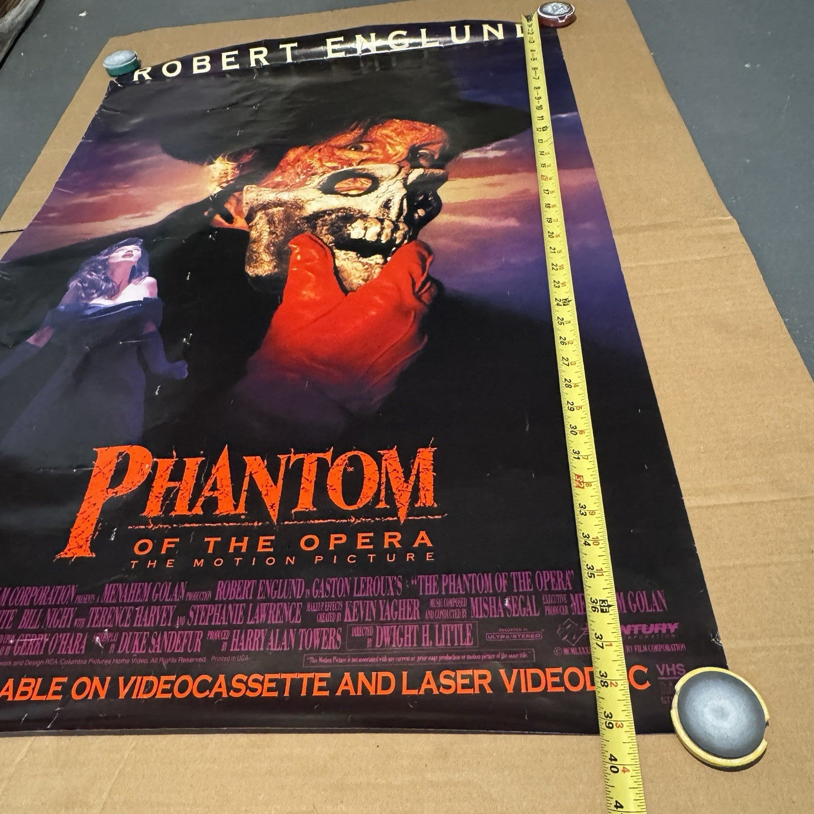 Vintage Robert Englund In Phantom Of The Opera Original Poster VHS Promo 40”x27”