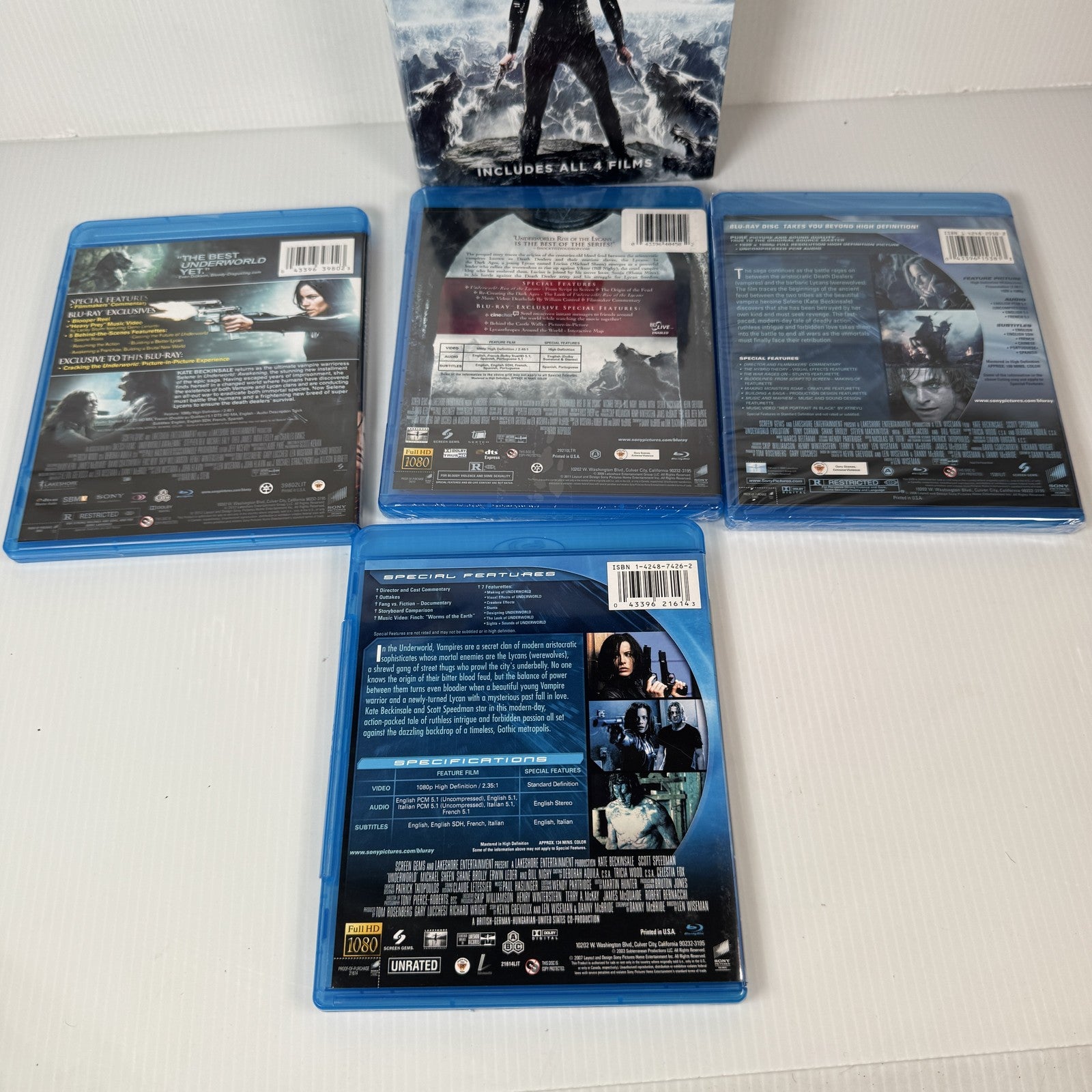 Underworld Legacy Collection Blu-ray 2003-2012 Kate Beckinsale 4 Films 2 Sealed