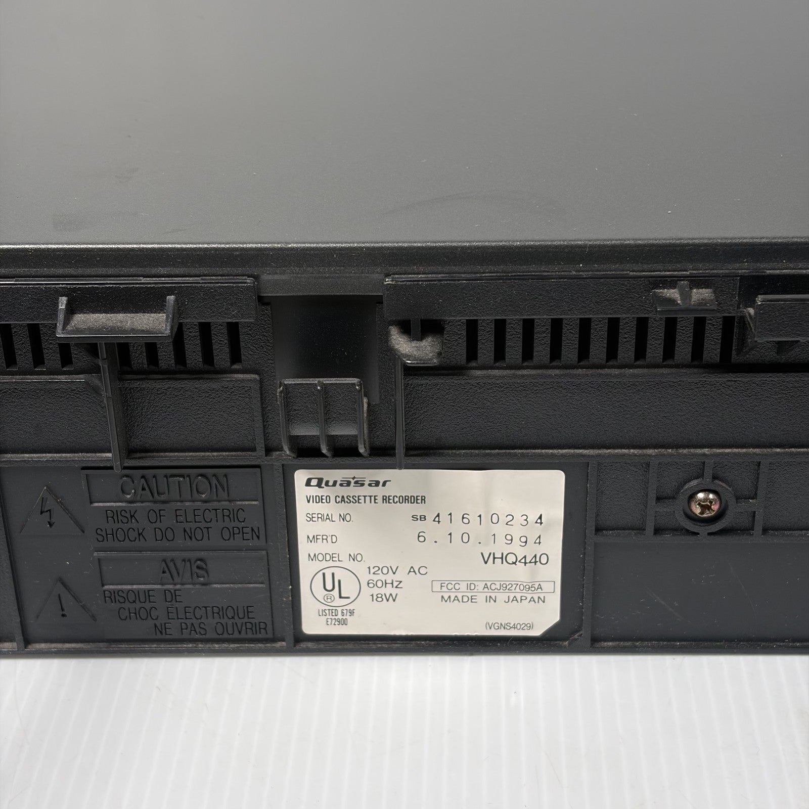Quasar VHQ440 4 Head VCR W/ Remote Made in Japan Tested & Working