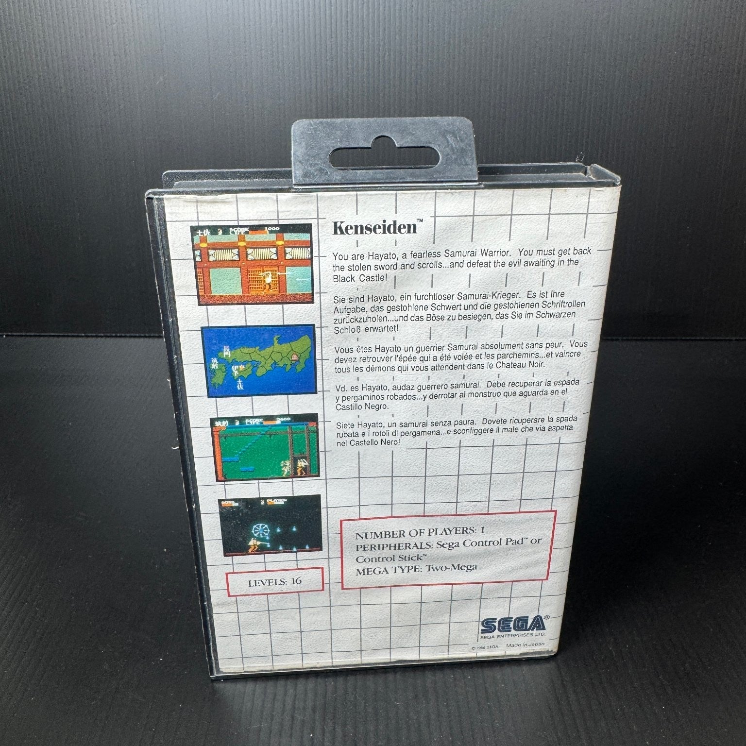 Kenseiden Sega Master System Action Platformer Video Game in Original Box