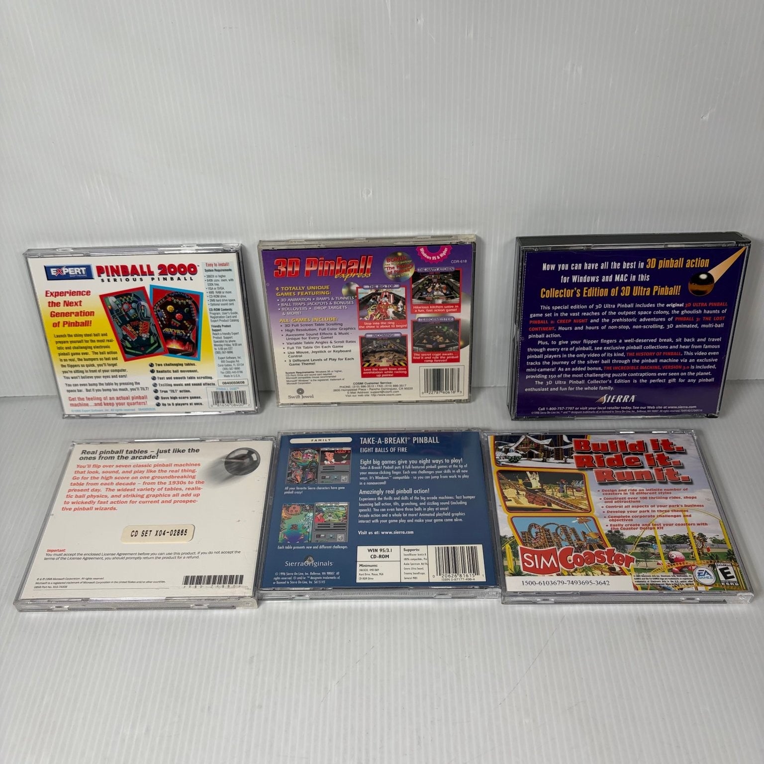 Lot of 6 Retro PC Pinball Games w/ 3D Ultra Pinball Collector's Edition & More