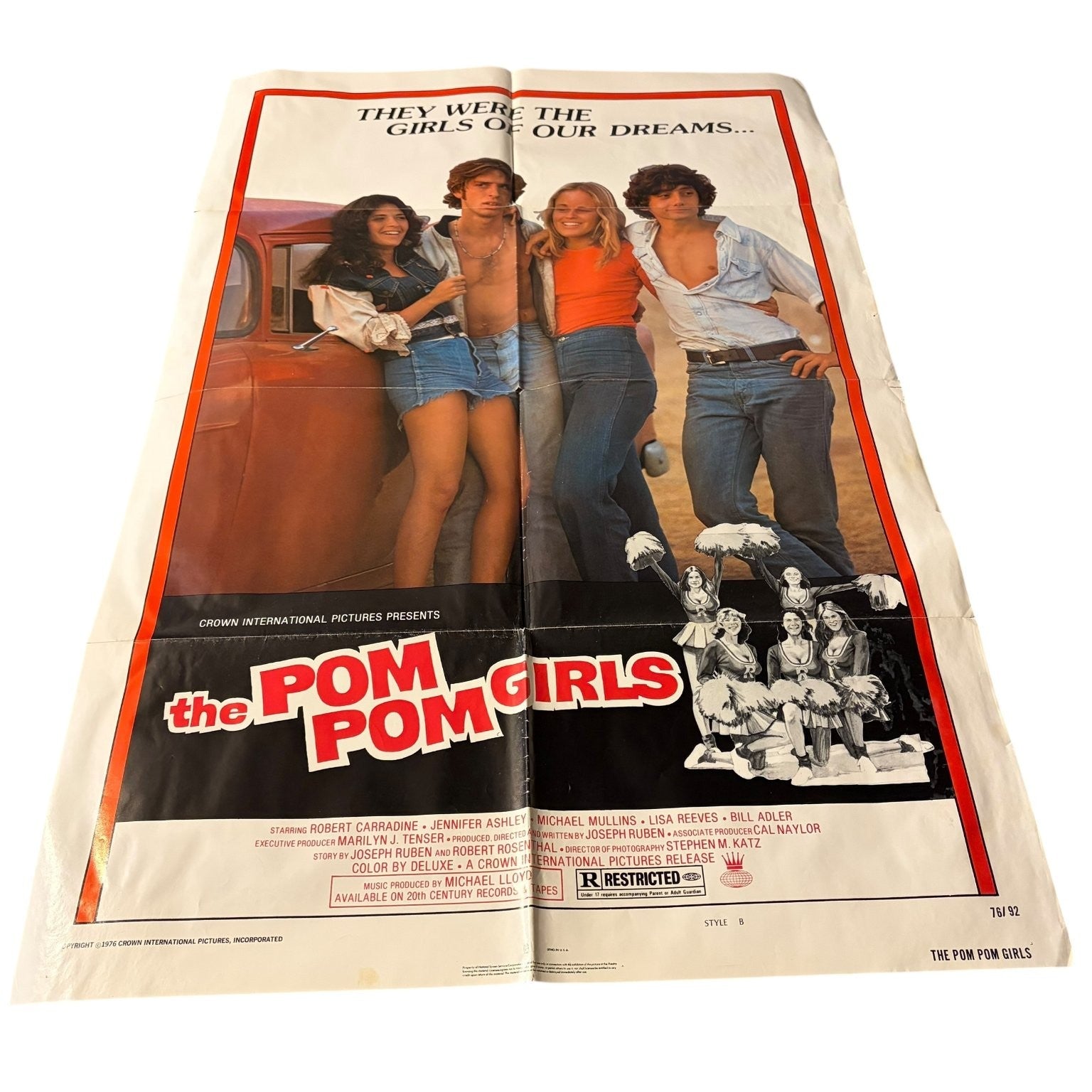 Vintage The Pom Pom Girls 1976 One Sheet Movie Poster Robert Carradine Comedy