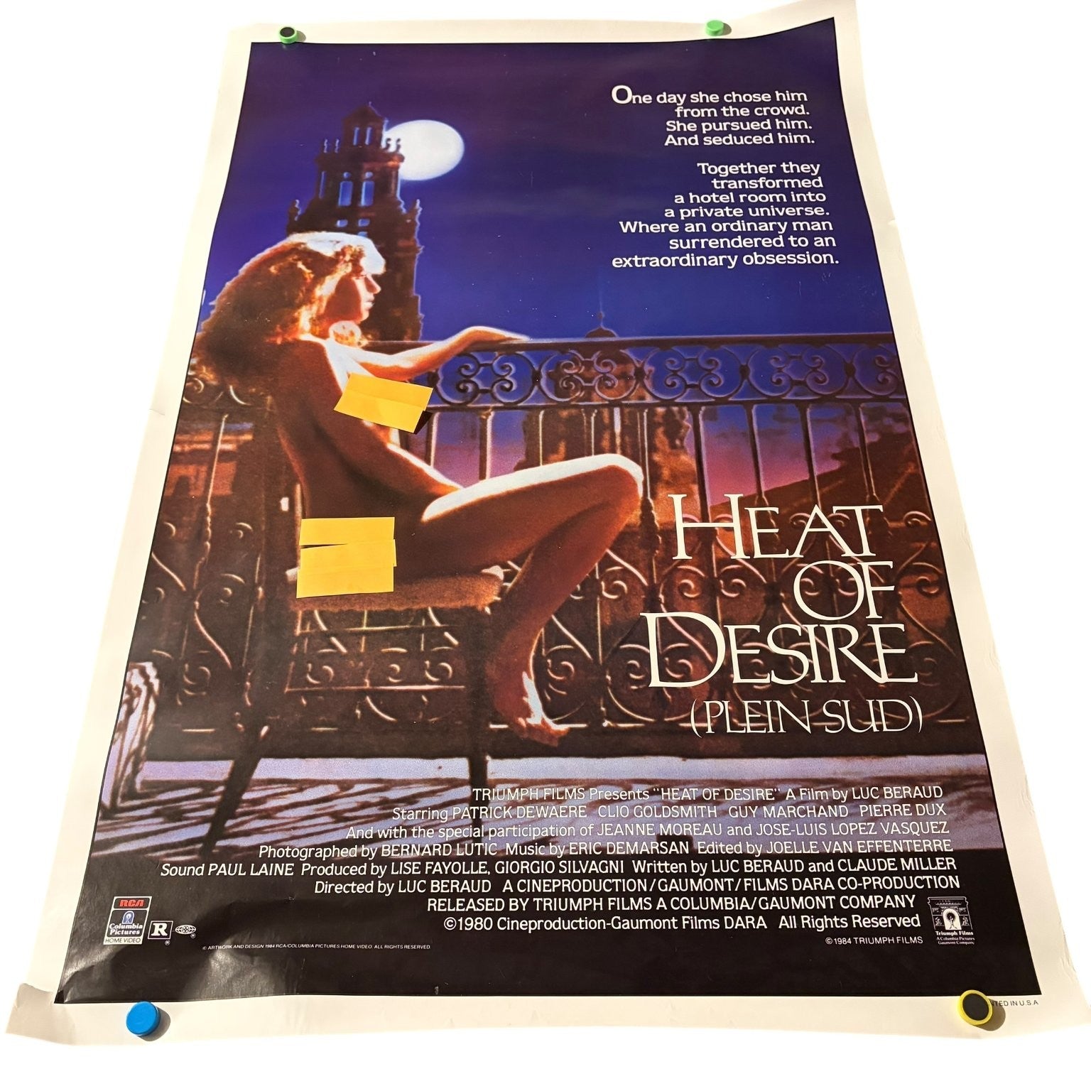Vintage Heat of Desire Plein Sud 1984 One-Sheet Movie Poster 27"x40" French Film