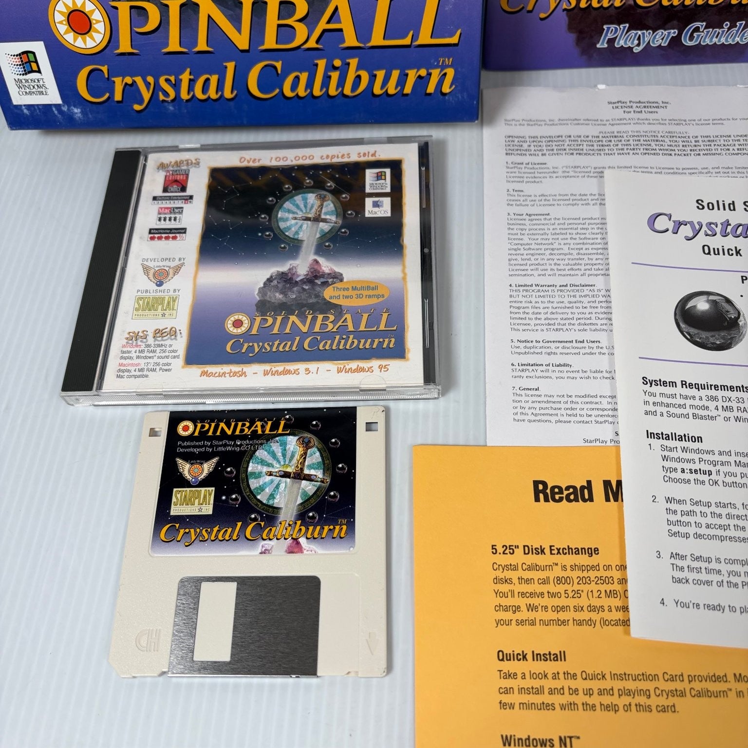 Solid State Pinball Crystal Caliburn Big Box PC CD-ROM Windows Macintosh Game