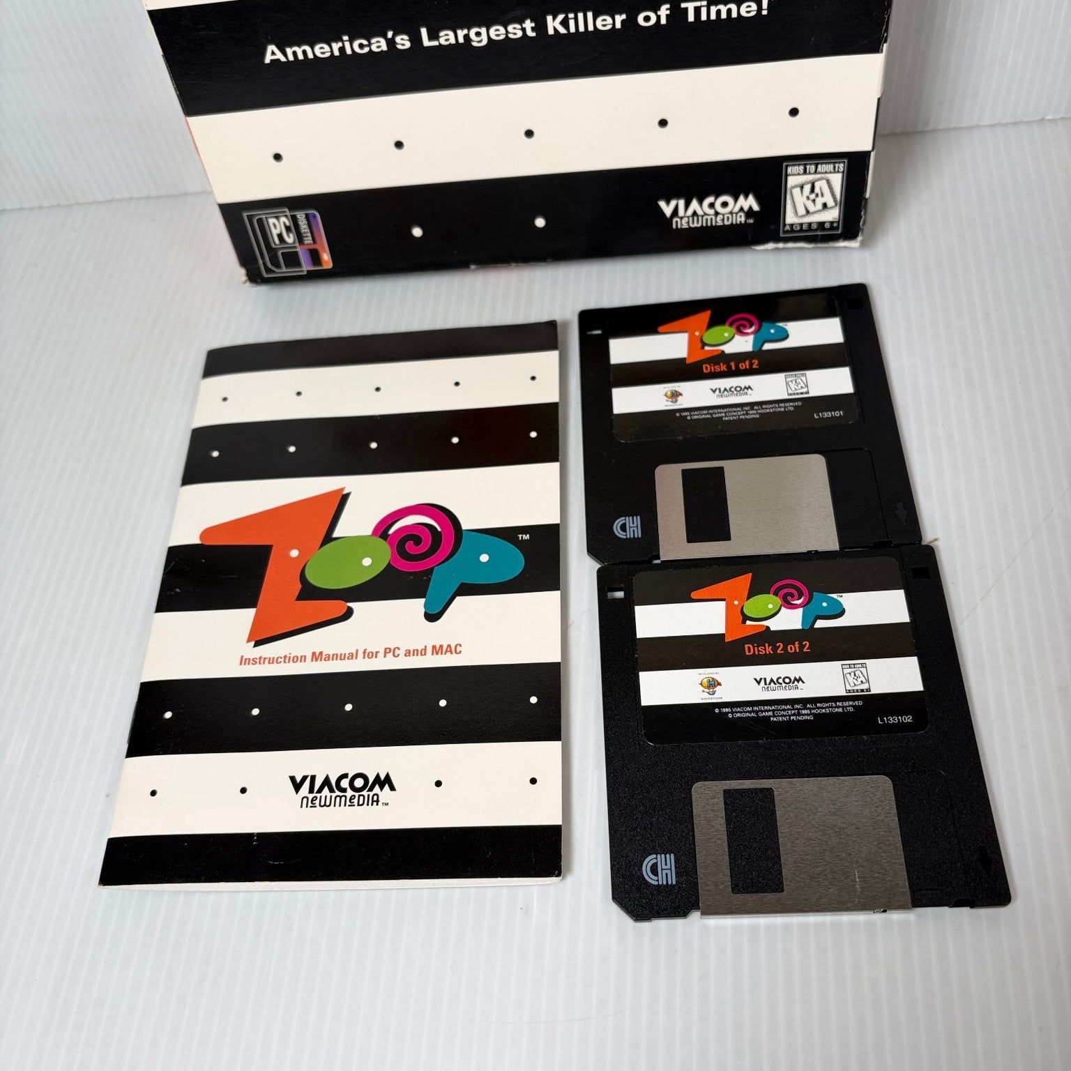 Zoop Big Box PC Mac Puzzle Video Game Viacom 3.5" Floppy Disk Complete