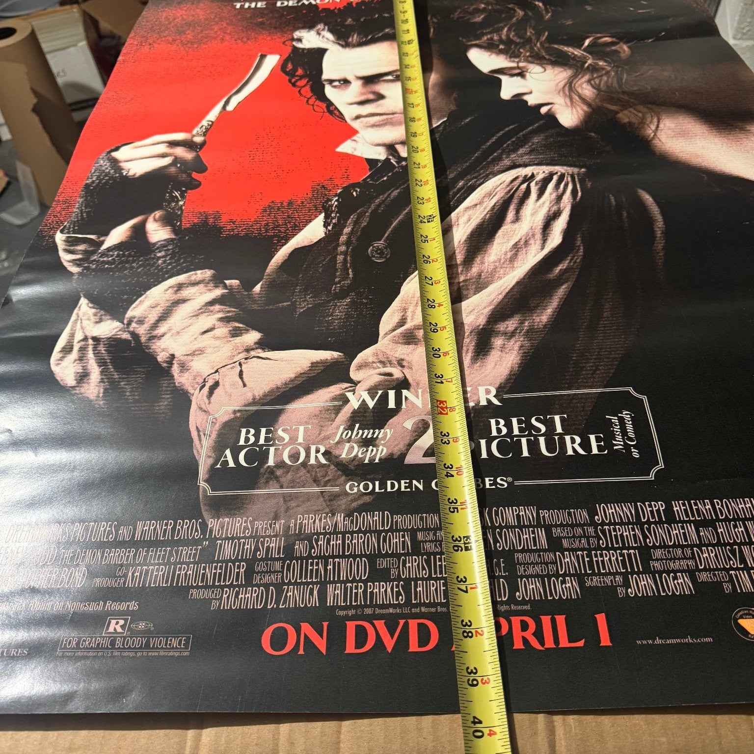 Sweeney Todd 2007 Promotional Video Store Poster DreamWorks Johnny Depp