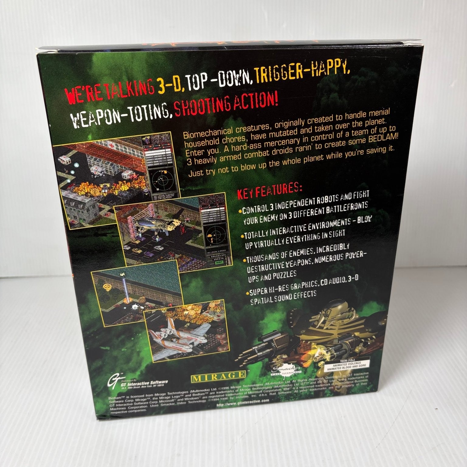 BEDLAM PC Big Box DOS Windows 95 Video Game Top-Down Shooter Action