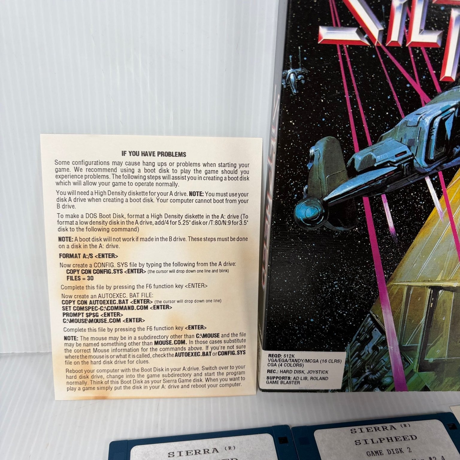 Silpheed MS-DOS PC Big Box Video Game 3.5" Floppy Disk Space Shooter Complete