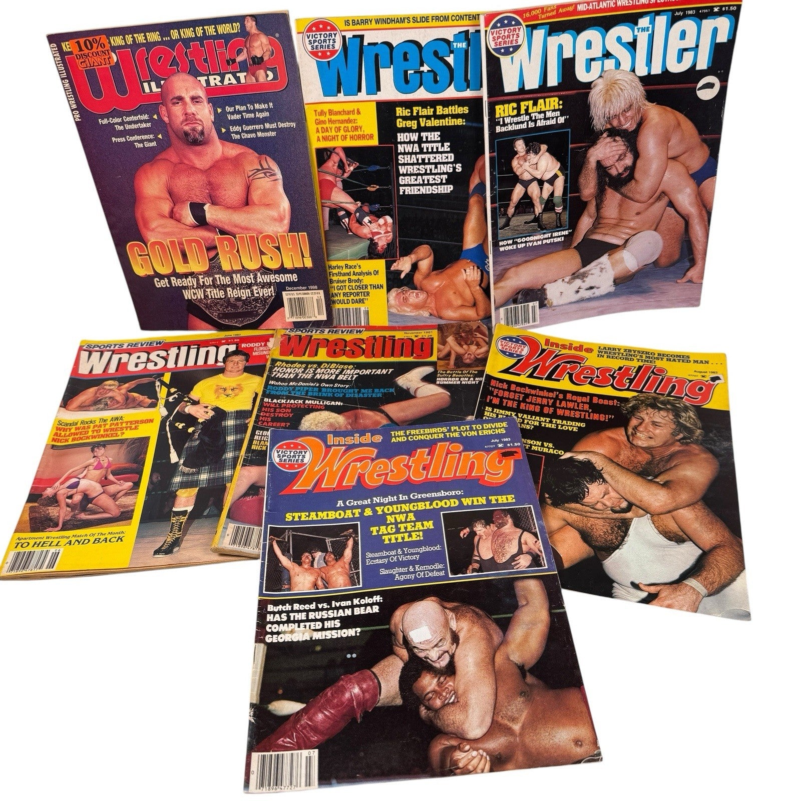 Vintage Lot Of 7 Wrestling Magazines Inside Wrestling, Sports Review & More